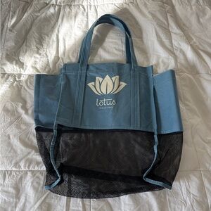 Lotus Reusable Grocery Tote Bag with Mesh Netting | Blue Eco Shopping Bag